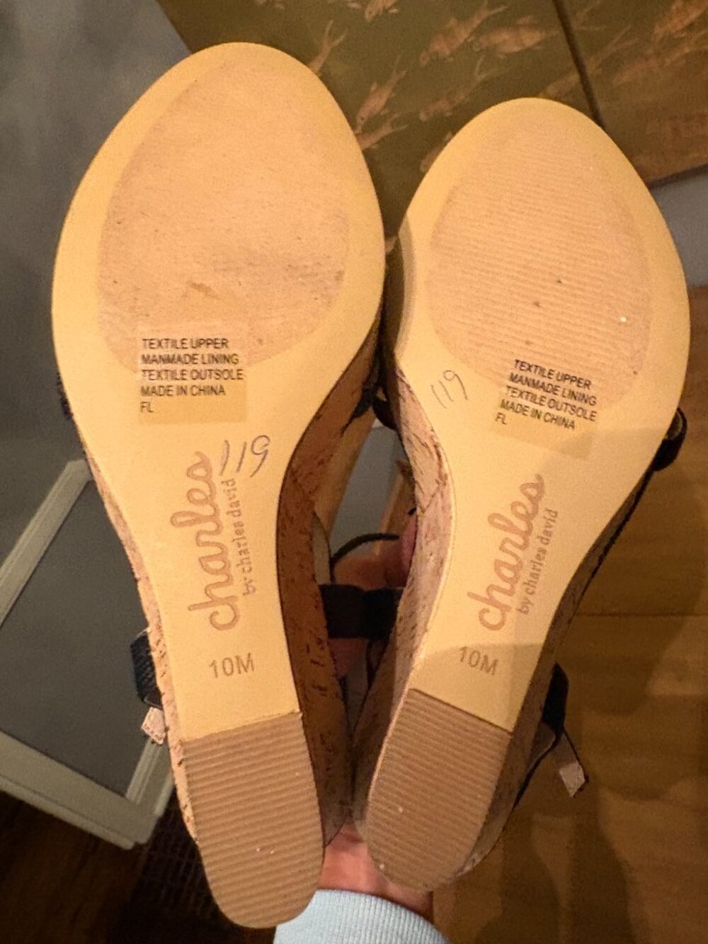 NWT (Other) Charles by Charles David Black Cork Wedge Shell Tassel Sandal. Sz 10 - Picture 11 of 13